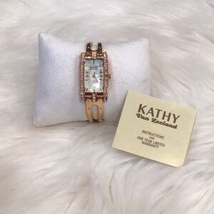 Kathy Van Zeeland Rose Gold Watch with Crystal Details
